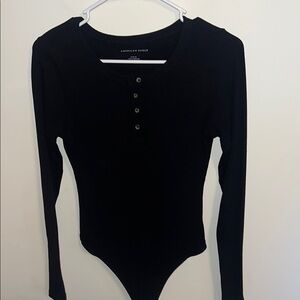 American Eagle Black Ribbed Bodysuit